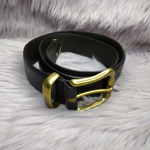 Fossil Women Block Leather Belt Gold Hardware Size M Boho Western Classic BT1150 - Picture 1 of 4